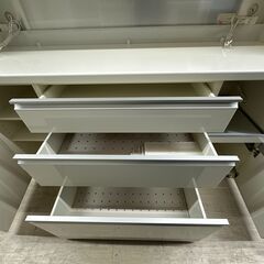 【ジャングルジャングル滋賀草津店】ジモティ来店特価!!　食器棚　パモウナ　ホワイト　J-250912の画像