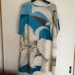 昭和レトロ　バスティア　BASTIA チュニック　ブルー　花柄　大胆　青の画像