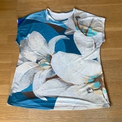 昭和レトロ　バスティア　BASTIA チュニック　ブルー　花柄　大胆　青の画像