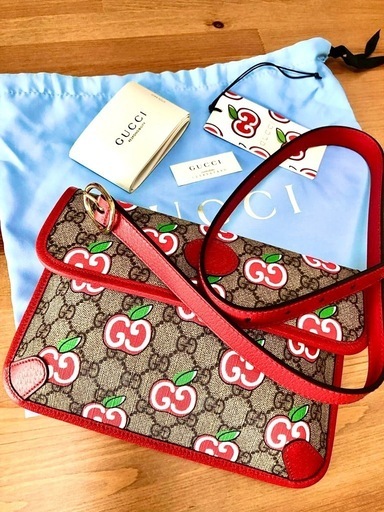 新品 GUCCI GGスプリーム アップル ウエストバッグ/レッド 付属品全て付き