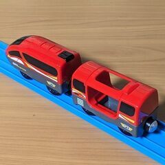 (商談中)美品●木製レール＆プラレール向★PUERI 電動ラジコンカー 列車 電車★磁石連結式２両セット 一部合金素材◎動作確認済 テスト用電池付◎の画像