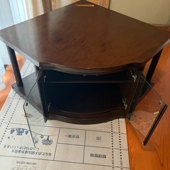 ダークブラウン コーナー用テレビ台の画像