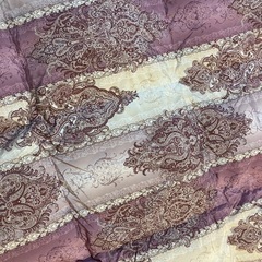 ペイズリー模様 羽毛ふとん 掛け布団 シングルロング 紫とクリームの画像