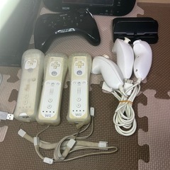 Wii ゲームセット　ブラック　ジャンク品　本体、コントローラー、周辺機器、の画像
