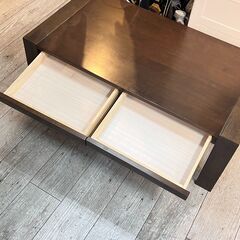 引出し付き ローテーブル センターテーブル リビングテーブル 木製 ブラウン 茶色 横幅105cm 奥行55cm 高さ40cm★買取帝国 志木店の画像