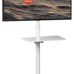 WLIVE テレビスタンド テレビ台 tvスタンド 32インチ 55インチ 60インチ対応 キャスター付き VESA規格対応 壁寄せ ハイタイプ 高さ角度調節可能 棚板付き 移動式 家用 展示用 ホワイトの画像