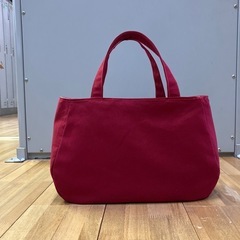 【ハンドメイド】丸底帆布トートバッグ ワインレッド 0904 新品未使用の画像