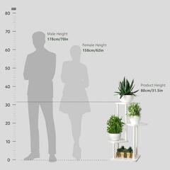 フラワースタンド屋内 金属花棚、多様な植物コーナー高花棚に適し、庭ガーデンリビングベランダ寝室、 (ホワイト, 4 段)

の画像