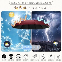 【新品】折りたたみ傘 晴雨兼用 男女兼用 10本骨 ワンタッチ開閉 ウッドハンドルの画像