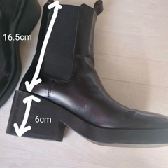 ブラック サイドゴアブーツ ヒール6cm H&M 24.5cmの画像