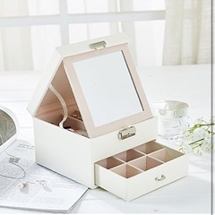 新品⭐️ ジュエリーボックス おしゃれ 2層 宝石箱 コレクションケース 鍵付き　ブラックの画像