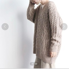 AMERICAN HOLIC Vネックケーブルニットチュニックの画像