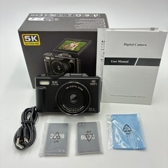 全国発送！新品⭐️ デジカメ 5K 録画　32ギガカード・バッテリー2個付属　7500万画素 コンパクト　18倍ズーム　180度可動　オートフォーカス　 の画像