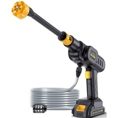 【全国発送】新品⭐️ 高圧洗浄機　バッテリー2個付き　コードレス　5mホース　6in1ノズル付き　収納ケース付属の画像