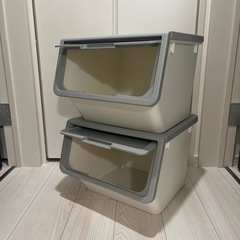 （美品）収納ボックス ベージュ グレーの画像