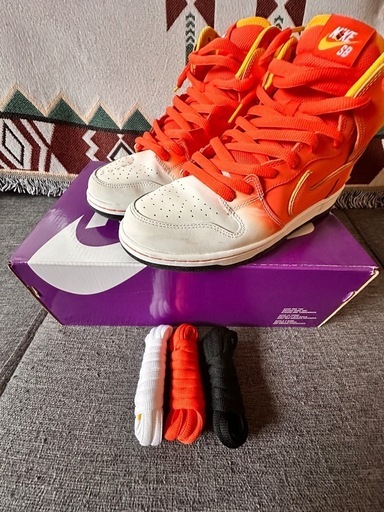 ナイキ SB ダンク HIGH PRO レザー スニーカー 29cm メンズ イエロー×オレンジ FN5107-700 スウィートトゥース キャンディコーン