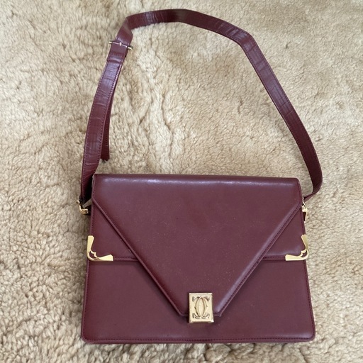 【正規品】カルティエ バーガンディ レザー ショルダーバッグ