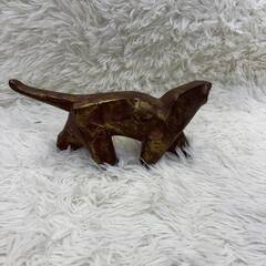 動物彫刻 チーター 置物 オブジェ 赤銅金彩 鉄製 インテリア 美術工芸 ヴィンテージ 希少 美品 レトロ アンティーク 昭和の画像