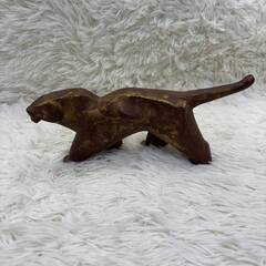 動物彫刻 チーター 置物 オブジェ 赤銅金彩 鉄製 インテリア 美術工芸 ヴィンテージ 希少 美品 レトロ アンティーク 昭和の画像