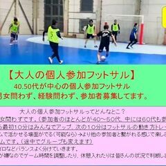 🔴🟡大人の個人参加フットサル🟡🔴毎週土曜20時開催　🔸平均年齢45歳、男女問わず、経験問わず参加者募集中⭐️⭐️の画像