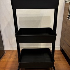 キッチンワゴン　バスケットトローリー　3段　天板付きの画像