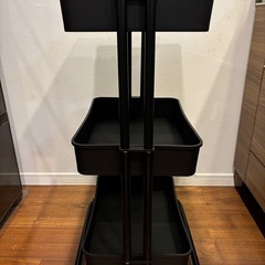 キッチンワゴン　バスケットトローリー　3段　天板付きの画像