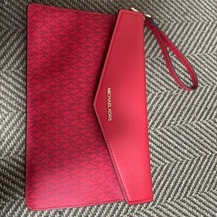マイケルコース トート＆クラッチ 赤 A4収納可の画像