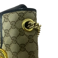 極美品GUCCI マーモント チェーン ショルダー ベージュ×ブラック446744の画像