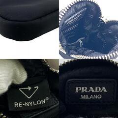 プラダ PRADA ポーチ 三角ロゴ バッグチャーム コインケース イヤホンケース 小物入れ ブラックの画像