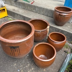 かめ　壺　まとめて　　レトロ　漬物　保存　メダカ　鉢の画像