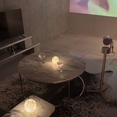 大理石 テーブル グレージュ 110φの画像