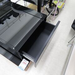 北海道 千歳市/恵庭市 近郊配送 ガラス センターテーブル ルーニー2 ブラック 店頭でのお受渡し大歓迎の画像