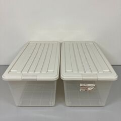 stp-3378　収納ボックス　2個セット　プラスチックケース　ふた付き　クリアカラー　押入れ収納　収納ケース　透明　LifeProの画像