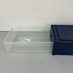 stp-3380　プラケース　別サイズ　2個セット　ブラック　ネイビー　収納ケース　黒　紺　押入れ収納　収納ボックス　収納　押入れ　引き出し　隙間収納　スキマ収納の画像