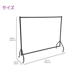 668fk 【開封品】Amazonベーシック ハンガーラック 洋服ラック 頑丈 キャスター付き長さ1.82×高さ1.52m ブラックの画像