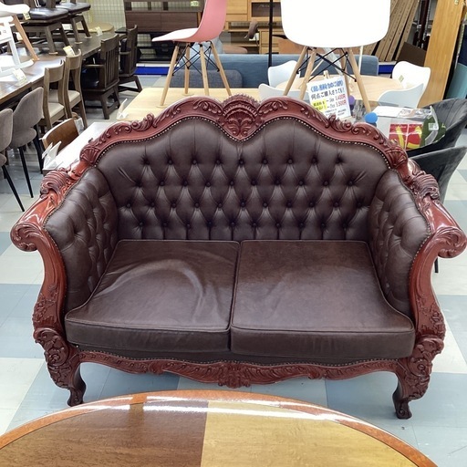 ?️春日市?️アンティーク2Pソファ?️2Pソファ?️アンティーク?️オシャレ?️モダン?️茶色?️定価248,000円?️No190
