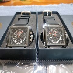 LIGE　スケルトン　ファッション　ペアウオッチ　スポーツ防水　ブラックの画像