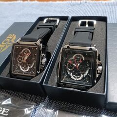 LIGE　スケルトン　ファッション　ペアウオッチ　スポーツ防水　ブラックの画像