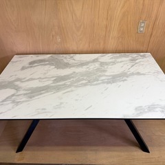【美品】ニトリ セラミック ダイニングテーブル セーラル 150cm ホワイト×ブラック脚 高級感◎ 耐熱・耐傷◎の画像