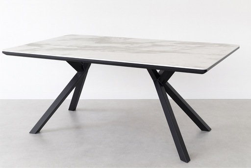 【美品】ニトリ セラミック ダイニングテーブル セーラル 150cm ホワイト×ブラック脚 高級感◎ 耐熱・耐傷◎