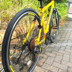 中古自転車 HUMMER ハマー クロスバイク 自転車 7段ギア(訳アリ実質6段) フレームサイズ460㎜ 取付用LEDライト イエロー 通勤 通学 近所のお出掛けなどにの画像