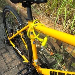 中古自転車 HUMMER ハマー クロスバイク 自転車 7段ギア(訳アリ実質6段) フレームサイズ460㎜ 取付用LEDライト イエロー 通勤 通学 近所のお出掛けなどにの画像