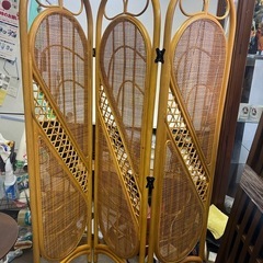 ラタン パーテーション アジアンテイスト 昭和レトロ 間仕切り 籐 和家具 折り畳み インテリア 衝立 古民家 高さ150cmの画像