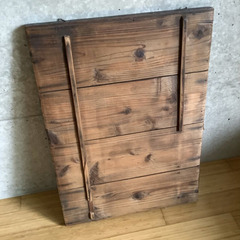 昭和レトロ 木製枠鏡　ガラス製鏡の画像