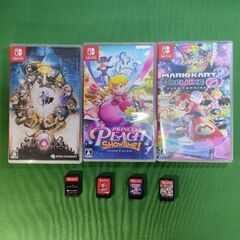 Nintendo Switch 有機ELモデル+ソフト4本&SDカード256GB&サプライセット　冷却横置きスタンド・ハードポーチ・新品ガラスフィルムの画像
