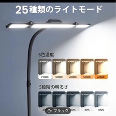 デスクランプ、テーブルランプ、LEDライト、PCライト「無線リモコン・ダブル光源・幅700mm・2000Lx」 5段階調光調色 電気スタンド クランプ 幅広 スタンドライト 多角度調節 卓上ライト 目に優しい 読書/勉強/仕事の画像