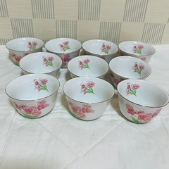 【新品】レトロ 和食器 花柄 湯呑み 10客セット 茶器　レトロの画像