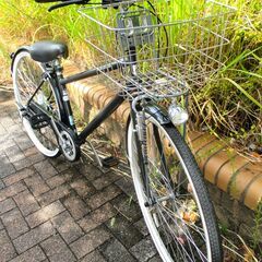 中古自転車 2025年購入品 INNOVATION FACORY クロスバイク 自転車 6段変速 27インチ LEDライト スマホスタンド付 ブラック 新品定価35000円 通勤 通学 近所のお出掛けなどにの画像