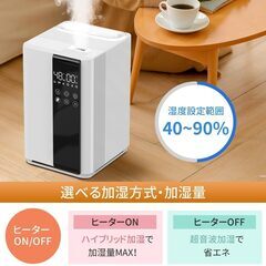 【2025新登場・AIスマート】 加湿器 大容量 5L 知能恒湿 ハイブリッド式加湿器 加熱式 &超音波式 4重除菌 & マイナスイオン 抗菌カートリッジ 空気清浄機能 100℃高温除菌 アロマ対応 上から注水 パワフル加湿 省エネ 静音設計の画像