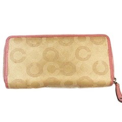 コーチ  長財布 ベージュ×ピンク  COACH 長財布 キャンバスの画像